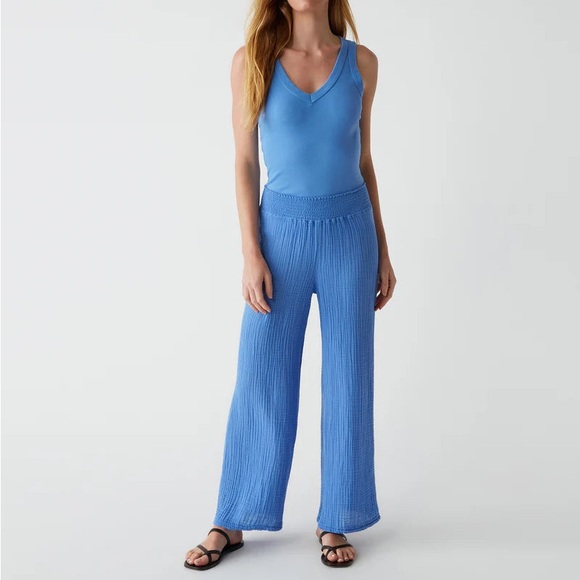 Michael Stars Pants - NWT Michael Stars Susie Smocked waist Blue Wide-Leg Pants